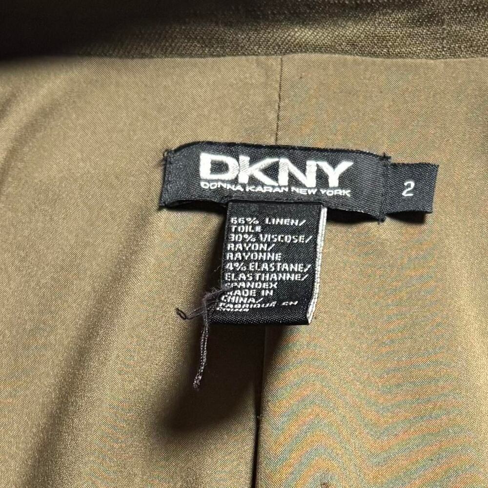 Vintage DKNY Olive Linen Blazer - Size 2 - Picture 7 of 8